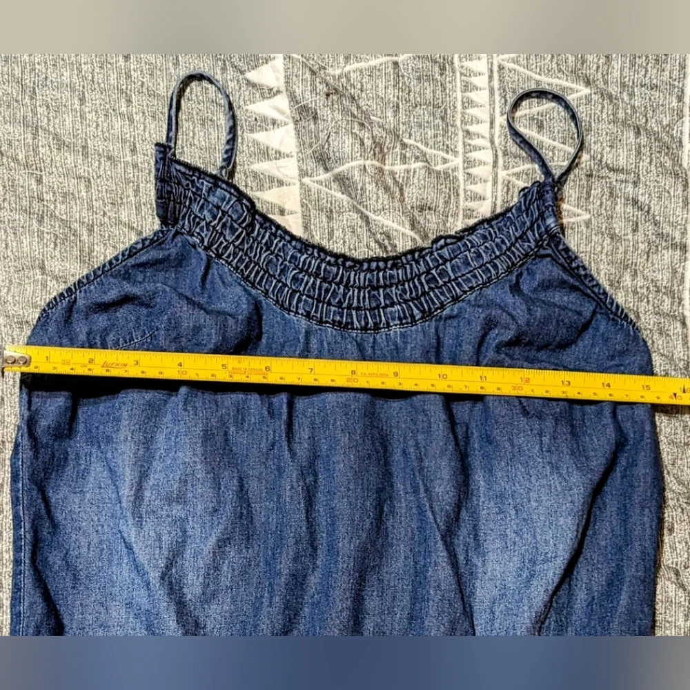 EUC, Aeropostale Spaghetti Strap Shorts Romper, size Sm, denim style W/Pockets - Picture 4 of 11